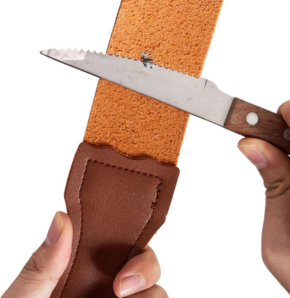 Leather Razor Strop Strap for Straight Razors, Knives & Chisels, 18.5" x 1.97" Hanging Sharpening Strop with Handle and Swivel Loop, Brown, for Diamond Pastes