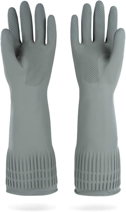 MAMISON Reusable Household Dishwashing Cleaning Rubber Gloves, Non-Slip Kitchen Glove (1 Pair)