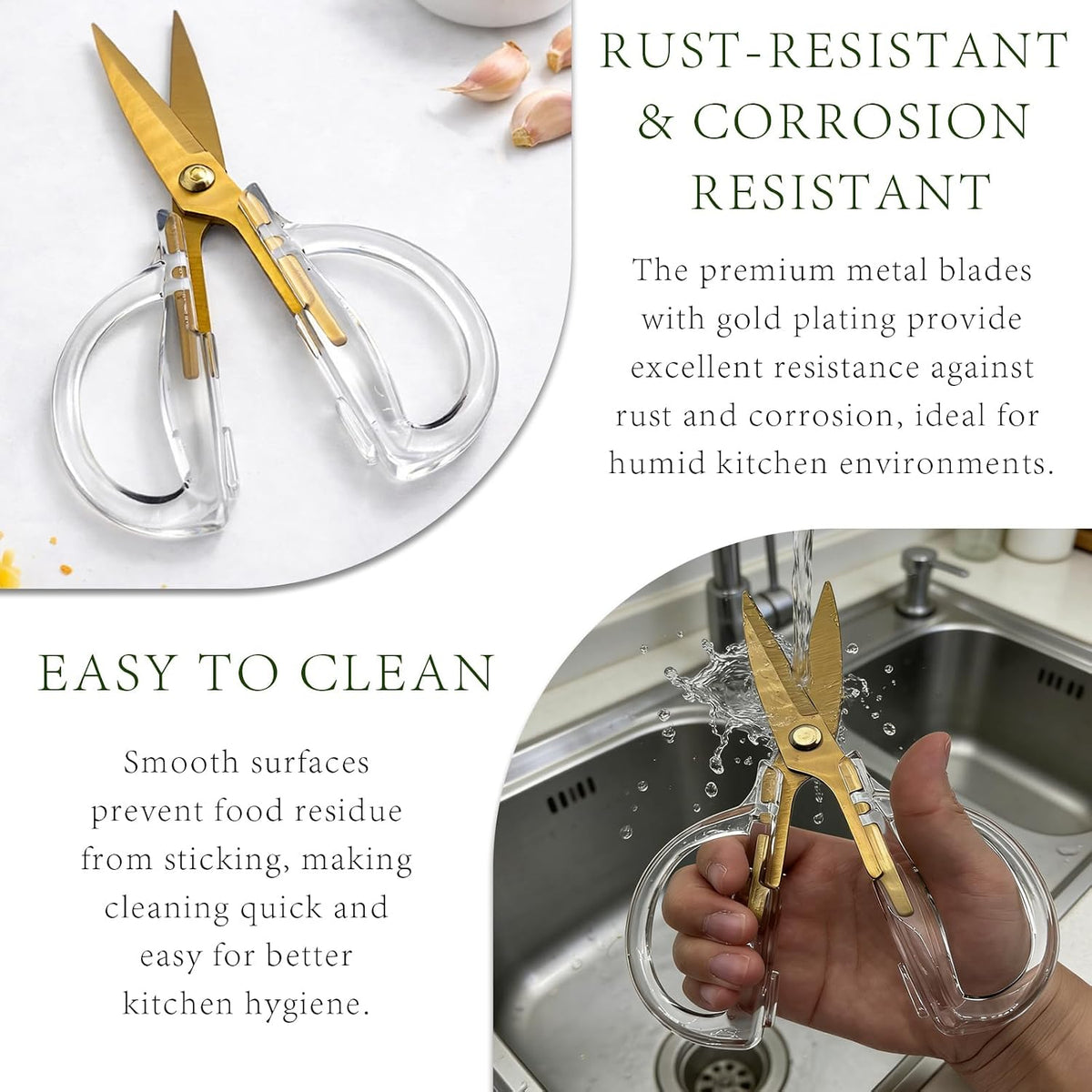 8.35-Inch Kitchen Shears & Sharp Utility Scissors, Stainless Steel Meat and Poultry Scissors, Dishwasher Safe with Acrylic Handle