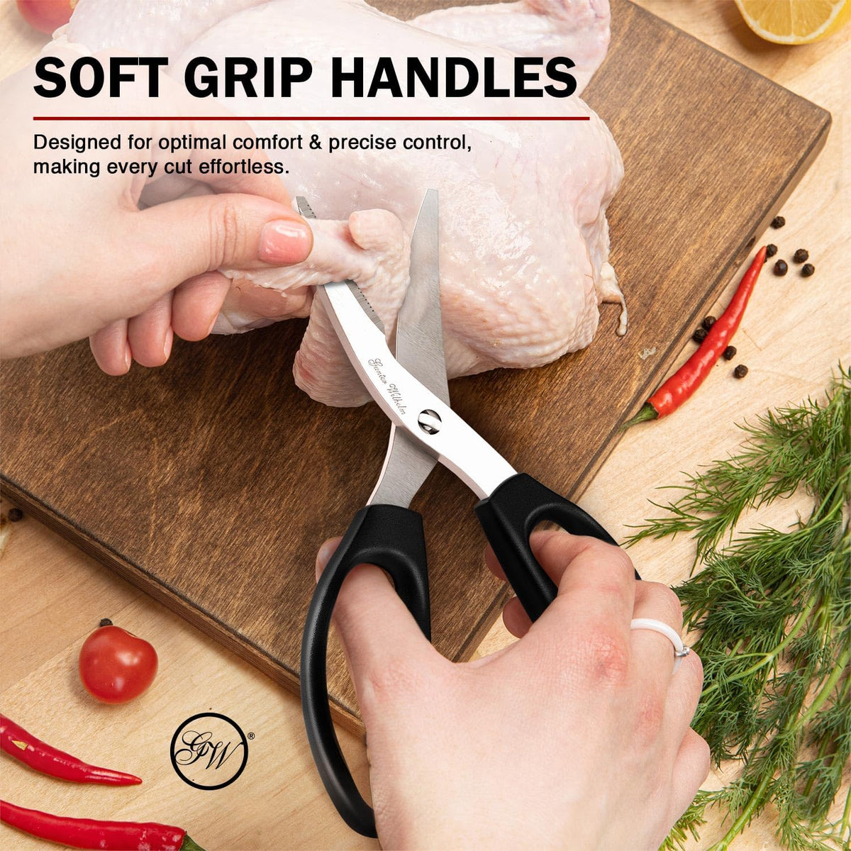 Kitchen Scissors Come Apart – Ultra Sharp All-Purpose Kitchen Shears, Herb Scissors & Meat Shears – Heavy-Duty Stainless Steel, Easy to Clean, Black