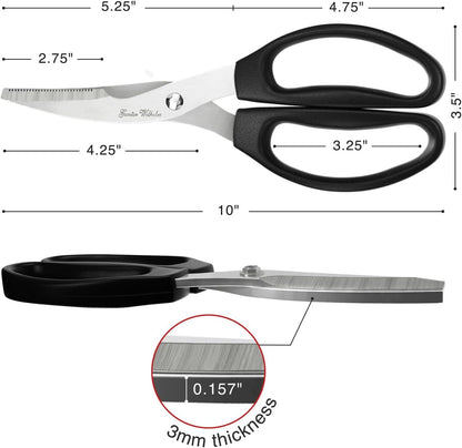 Kitchen Scissors Come Apart – Ultra Sharp All-Purpose Kitchen Shears, Herb Scissors & Meat Shears – Heavy-Duty Stainless Steel, Easy to Clean, Black