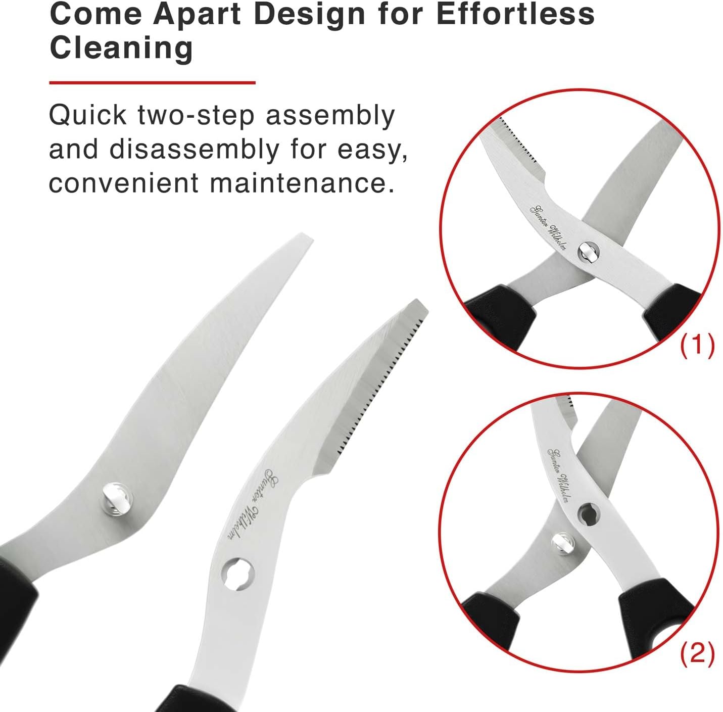 Kitchen Scissors Come Apart – Ultra Sharp All-Purpose Kitchen Shears, Herb Scissors & Meat Shears – Heavy-Duty Stainless Steel, Easy to Clean, Black