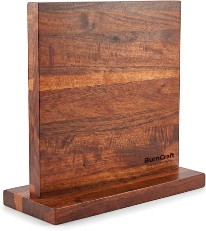 Magnetic Knife Block, Double Sided Acacia Wood Knife Holder Rack, Countertop Stand for Kitchen Knives Storage with Strong Magnets 12 x 10 Inch