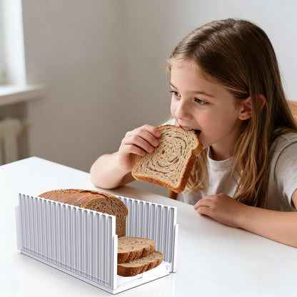 Bread Slicer,Adjustable Thickness And Width Guide Bread Slicer, Foldable and Compact Bread Slicing for Homemade Bread - Kitchen Gadget, Baking Tool,Gift for Mom Dad white
