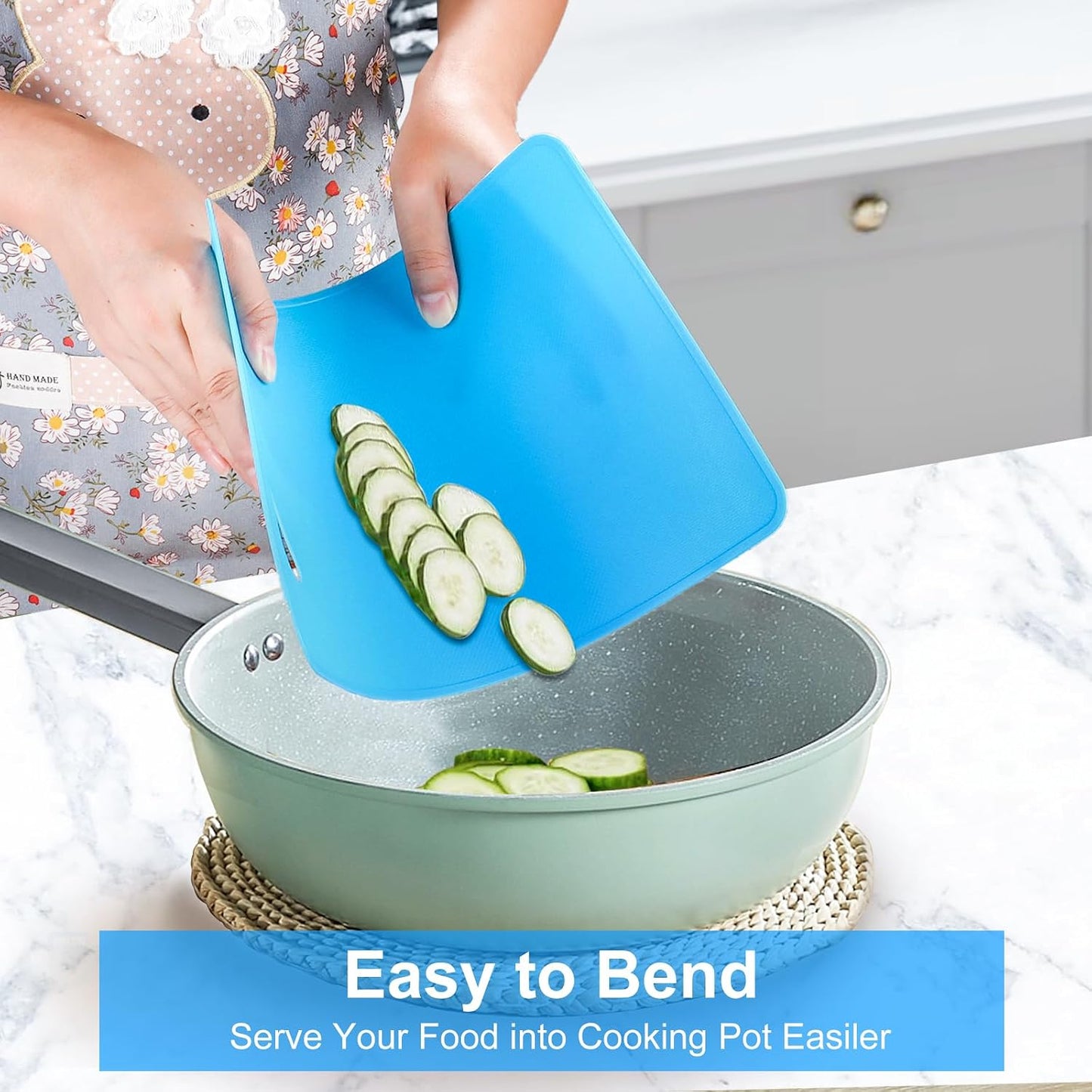 Flexible Cutting Board BPA Free 4 Colored Plastic Cutting Board Mat Set, Dishwasher Safe, 11.4 IN x 7.5 IN, 2mm Thickness