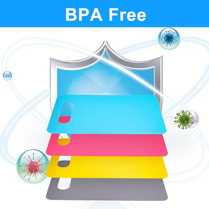 Flexible Cutting Board BPA Free 4 Colored Plastic Cutting Board Mat Set, Dishwasher Safe, 11.4 IN x 7.5 IN, 2mm Thickness
