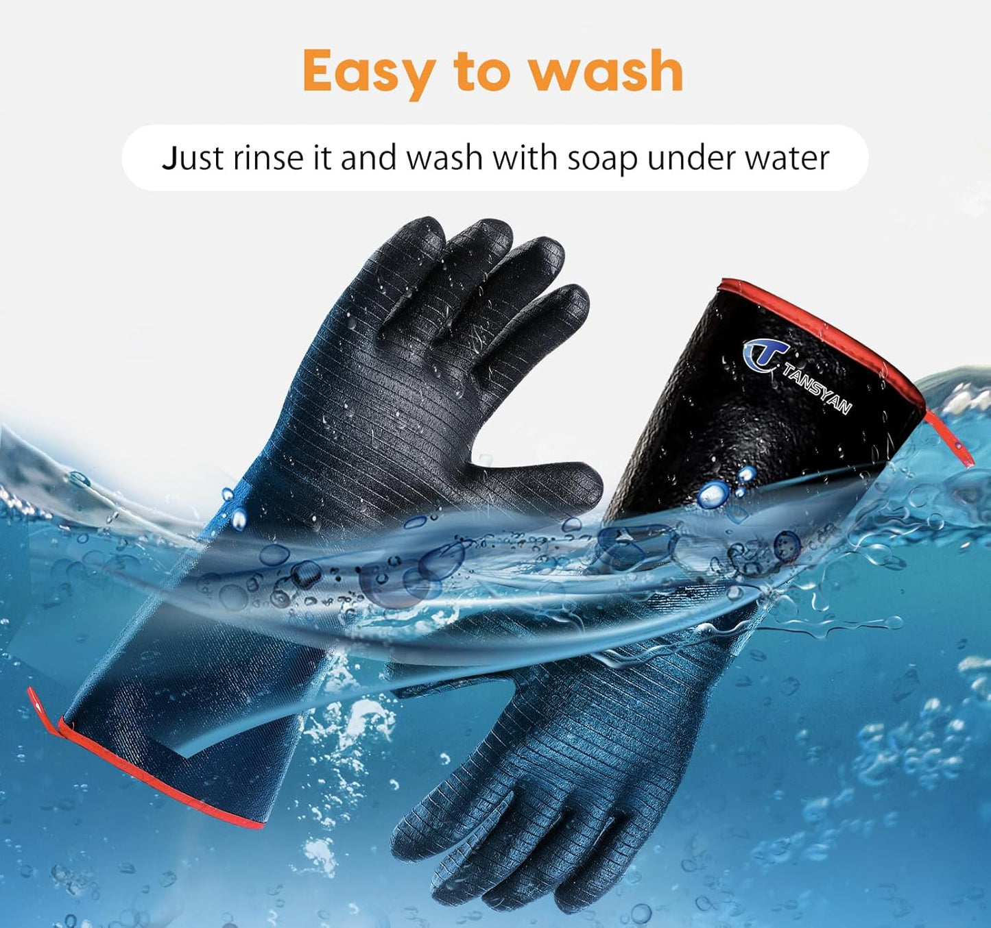 932°F Extreme Heat Resistant Gloves for Grill BBQ, Waterproof Long Sleeve Pit Grill Gloves for Fryer, Baking, Oven,Smoker,Fireproof, Oil Resistant Neoprene Coating（14-Inch ）