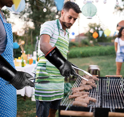 932°F Extreme Heat Resistant Gloves for Grill BBQ, Waterproof Long Sleeve Pit Grill Gloves for Fryer, Baking, Oven,Smoker,Fireproof, Oil Resistant Neoprene Coating（14-Inch ）