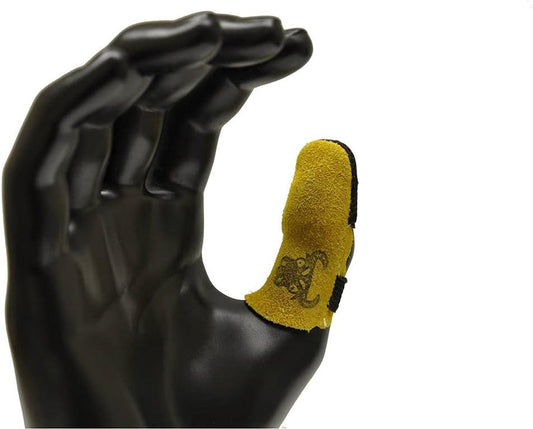 8128M Cowhide Leather Guard Finger Protection, Medium, Tan Brown/Tan
