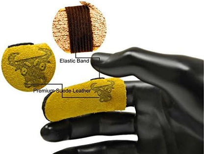 8128M Cowhide Leather Guard Finger Protection, Medium, Tan Brown/Tan