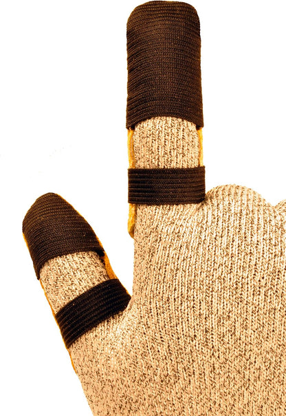 8128M Cowhide Leather Guard Finger Protection, Medium, Tan Brown/Tan