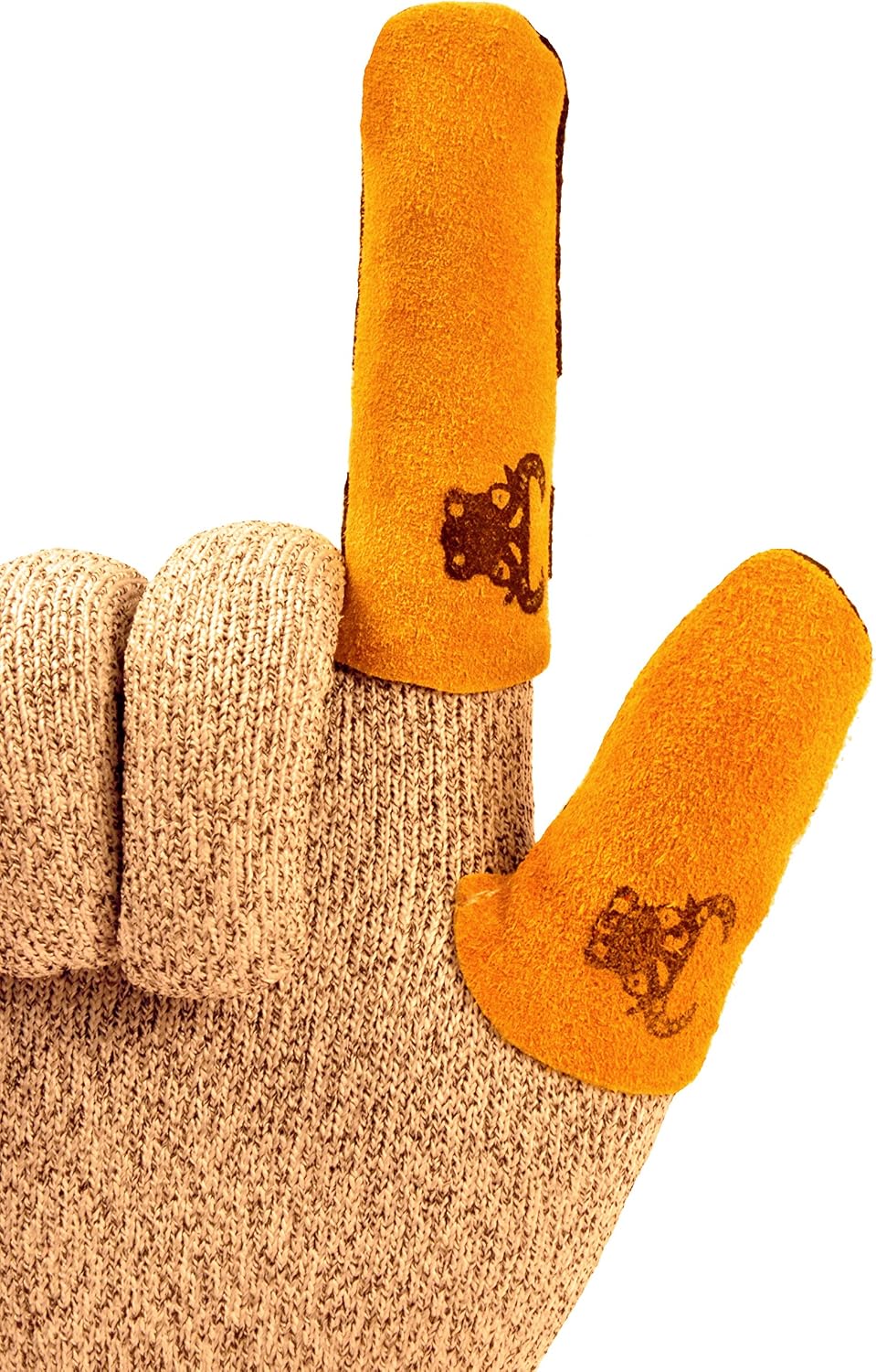 8128M Cowhide Leather Guard Finger Protection, Medium, Tan Brown/Tan
