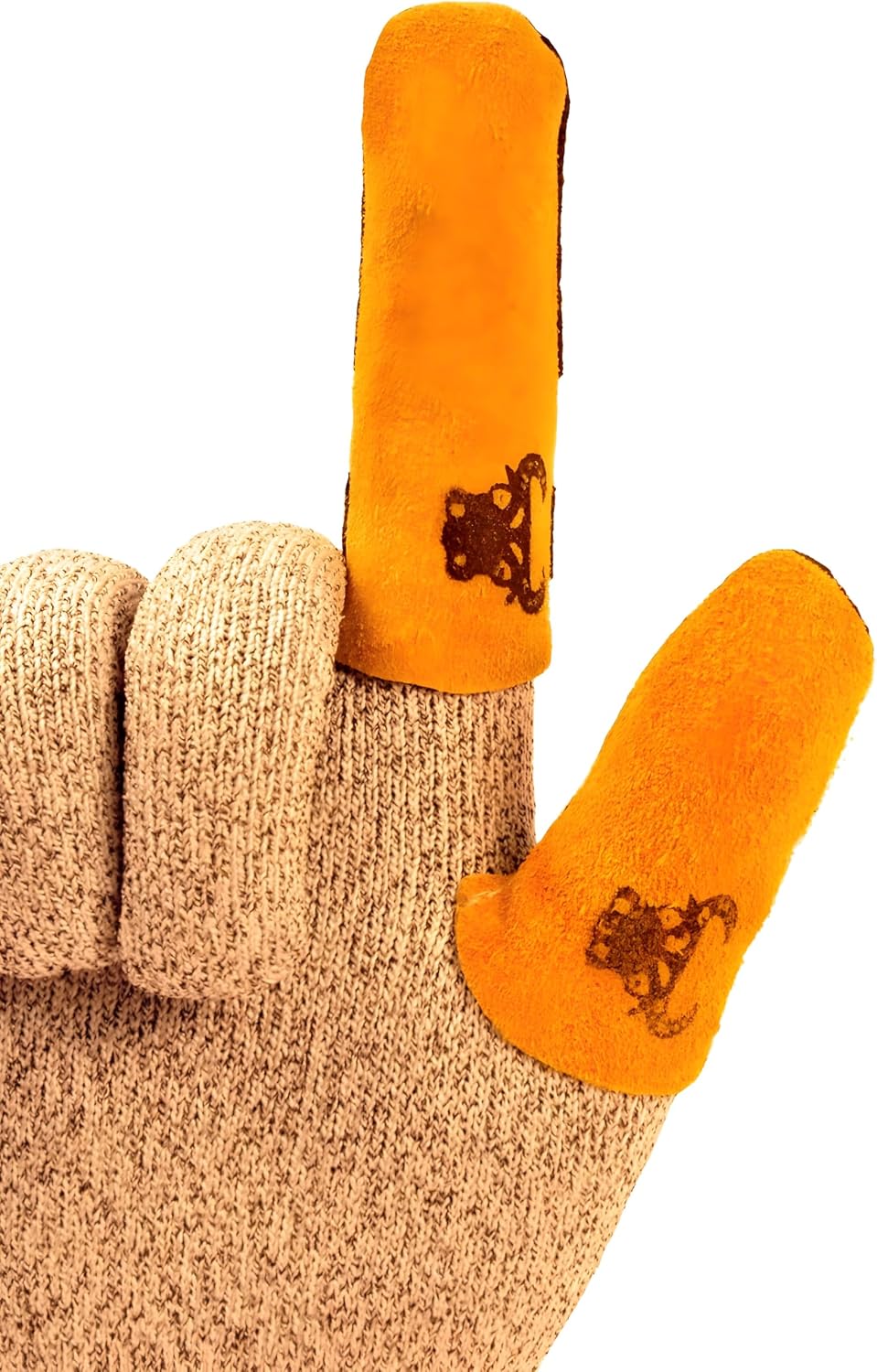 8128M Cowhide Leather Guard Finger Protection, Medium, Tan Brown/Tan