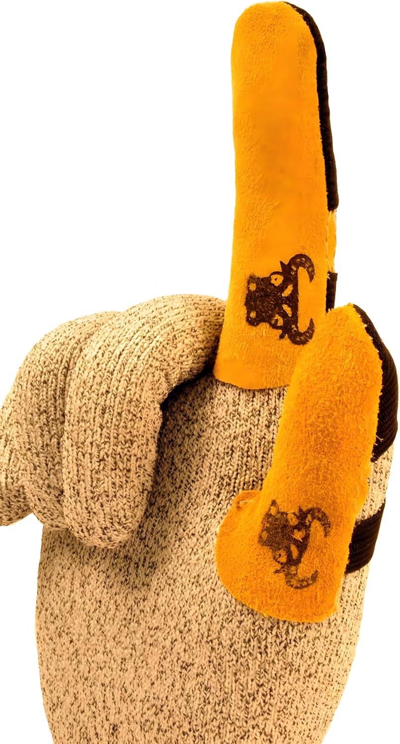 8128M Cowhide Leather Guard Finger Protection, Medium, Tan Brown/Tan