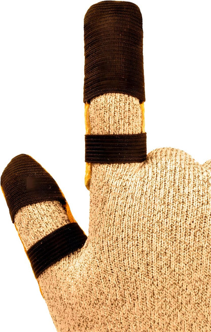 8128M Cowhide Leather Guard Finger Protection, Medium, Tan Brown/Tan