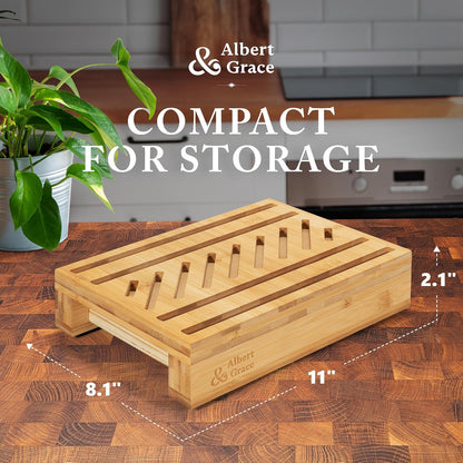 Adjustable Bamboo Bread Slicer with Folding Guides