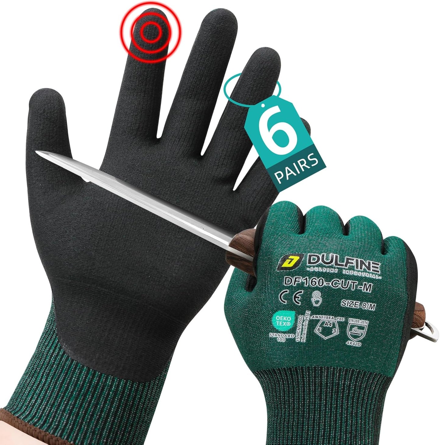 Safety Work Gloves for Men & Women, MicroFoam Nitrile Coated Nylon Black Grip for General Purpose, 3/6/12/36 Pairs