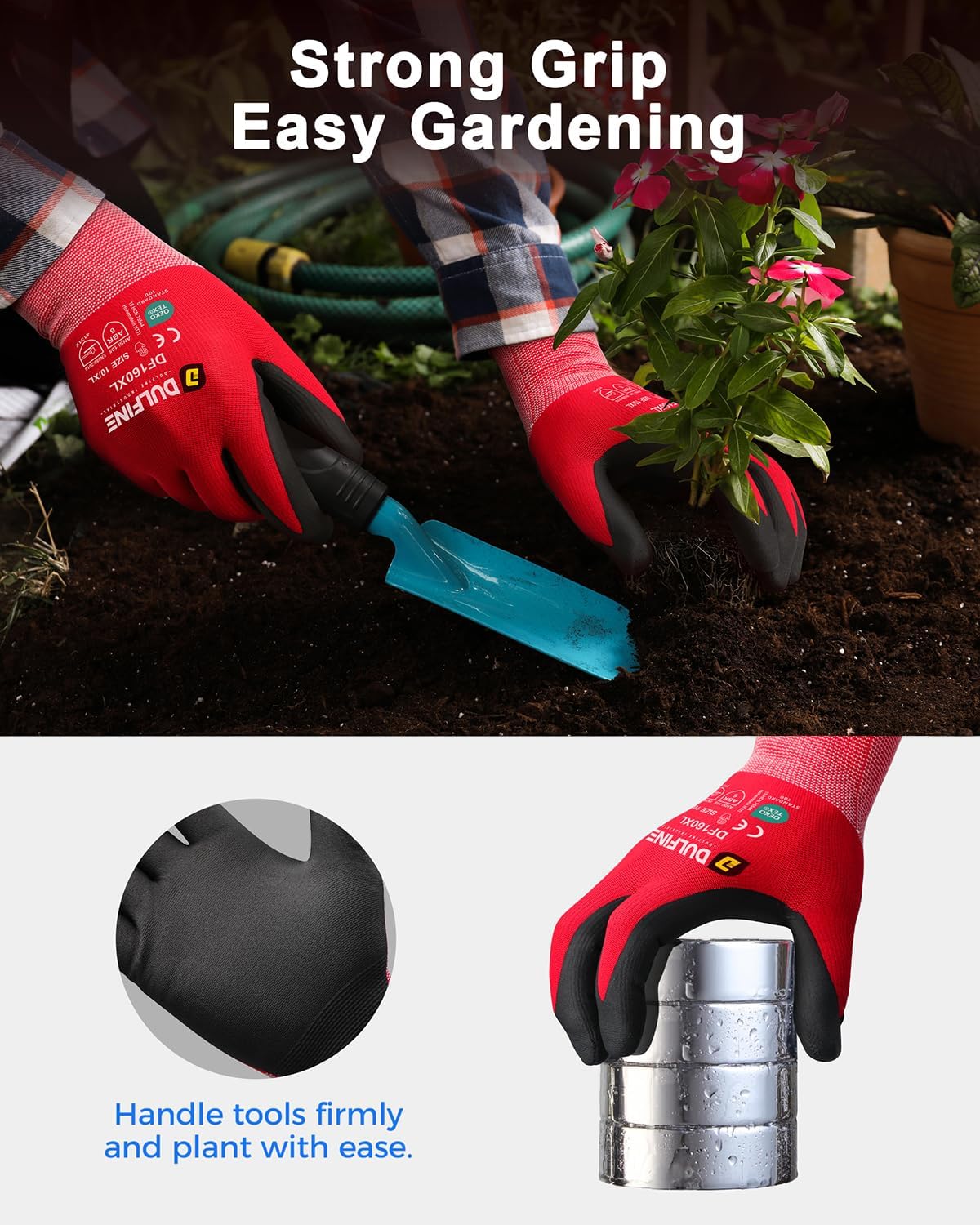 Safety Work Gloves for Men & Women, MicroFoam Nitrile Coated Nylon Black Grip for General Purpose, 3/6/12/36 Pairs