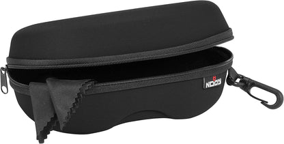 Water Resistant Safety Glasses Case with Clip - Heavy Duty Semi Hard Large Sunglasses Holder for Men and Women with Cleaning Cloth