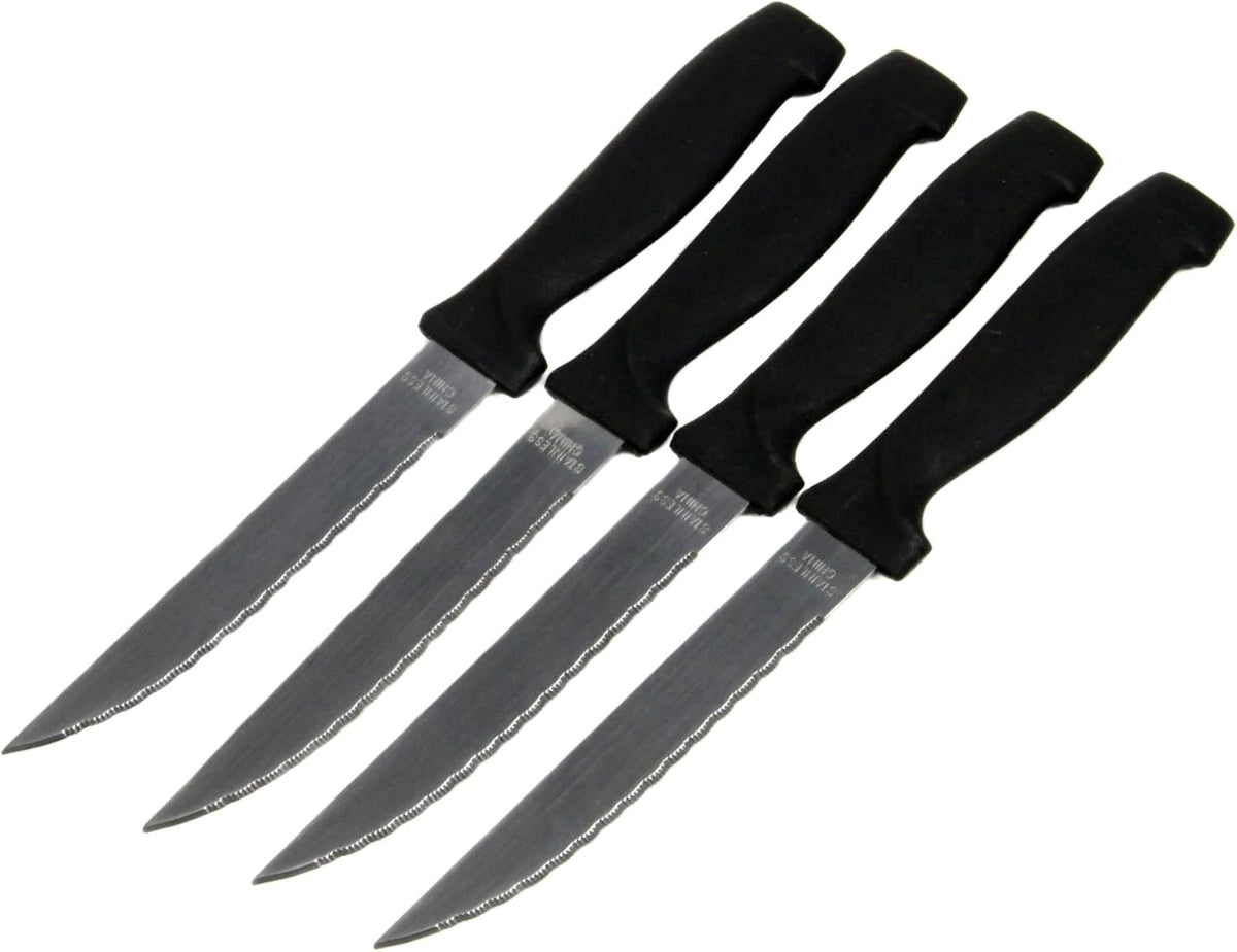 Select Vegetable Knife, 4.5 inch blade 8.5 inches in length 2 piece set, Stainless Steel/Black