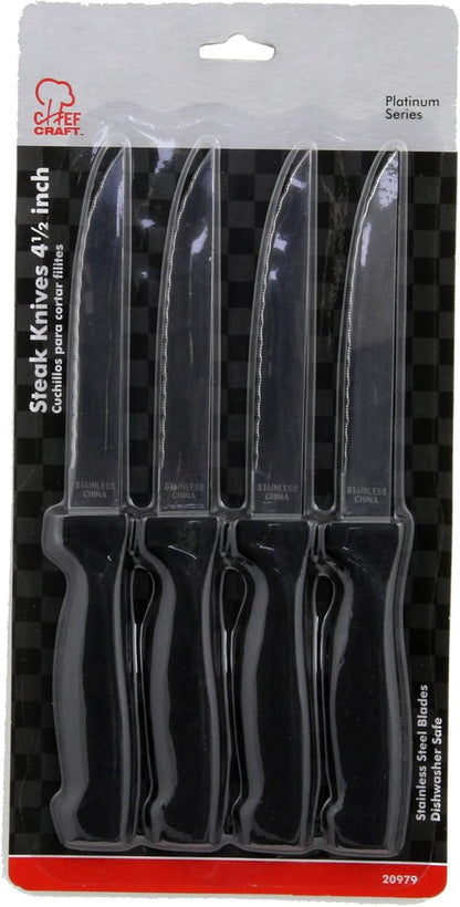Select Vegetable Knife, 4.5 inch blade 8.5 inches in length 2 piece set, Stainless Steel/Black