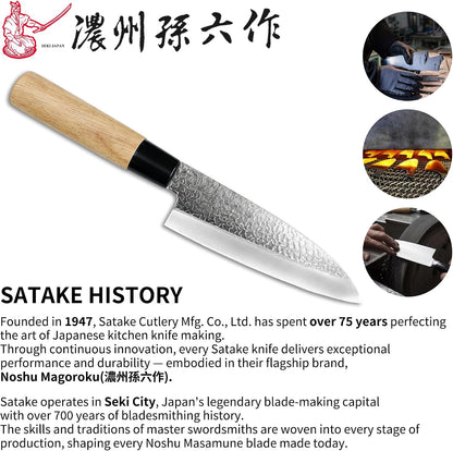 6.3 Inch Deba Knife, Made in Japan, Right-Handed Single Bevel Fish Butcher Knife, High Carbon Stainless Steel with Hammered Finish, Natural Wood Handle for Fish Filleting