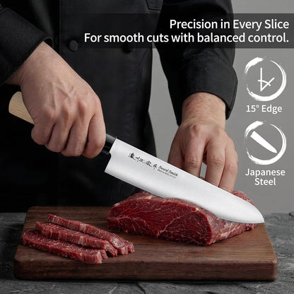 6.3 Inch Deba Knife, Made in Japan, Right-Handed Single Bevel Fish Butcher Knife, High Carbon Stainless Steel with Hammered Finish, Natural Wood Handle for Fish Filleting