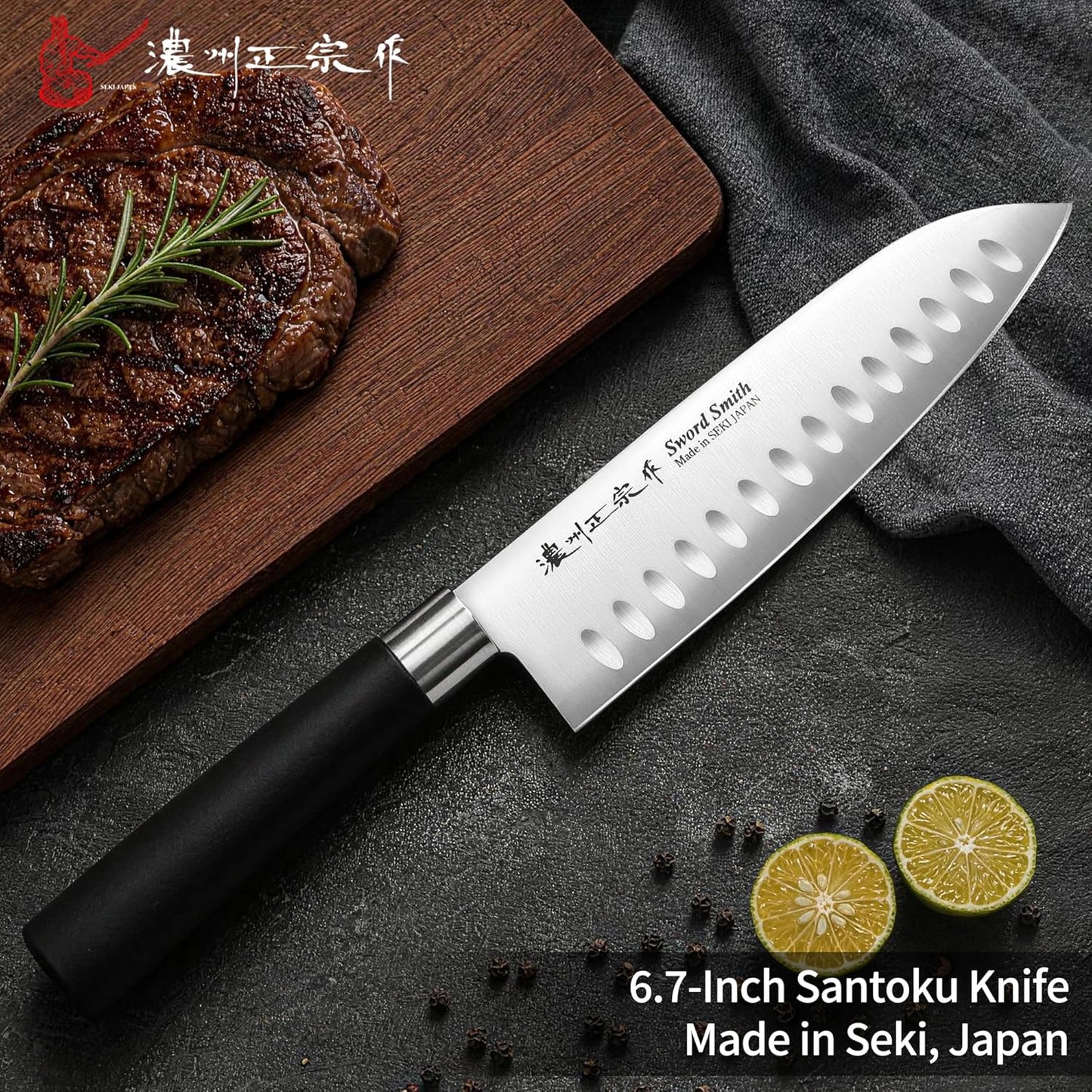 6.3 Inch Deba Knife, Made in Japan, Right-Handed Single Bevel Fish Butcher Knife, High Carbon Stainless Steel with Hammered Finish, Natural Wood Handle for Fish Filleting