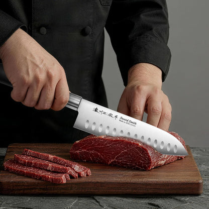 6.3 Inch Deba Knife, Made in Japan, Right-Handed Single Bevel Fish Butcher Knife, High Carbon Stainless Steel with Hammered Finish, Natural Wood Handle for Fish Filleting
