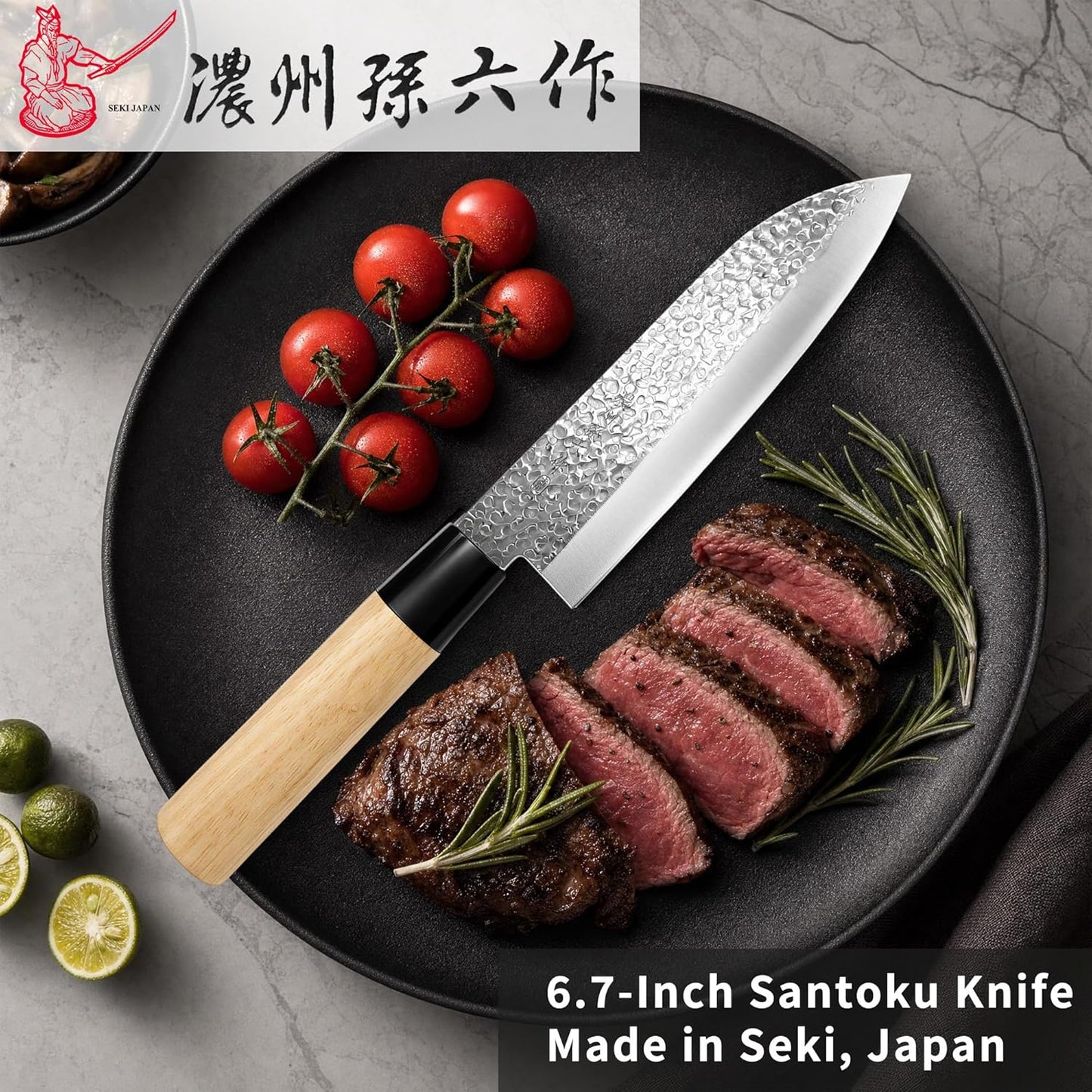 6.3 Inch Deba Knife, Made in Japan, Right-Handed Single Bevel Fish Butcher Knife, High Carbon Stainless Steel with Hammered Finish, Natural Wood Handle for Fish Filleting