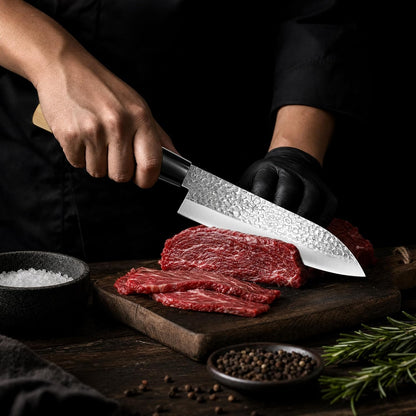 6.3 Inch Deba Knife, Made in Japan, Right-Handed Single Bevel Fish Butcher Knife, High Carbon Stainless Steel with Hammered Finish, Natural Wood Handle for Fish Filleting