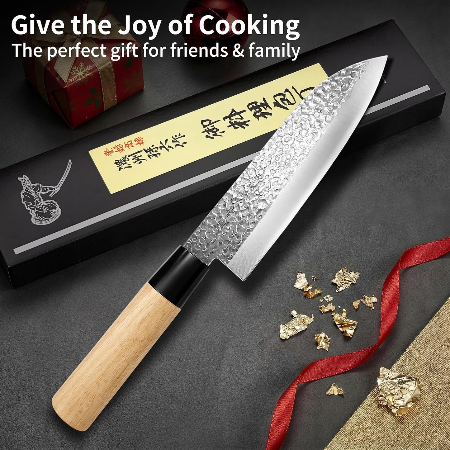 6.3 Inch Deba Knife, Made in Japan, Right-Handed Single Bevel Fish Butcher Knife, High Carbon Stainless Steel with Hammered Finish, Natural Wood Handle for Fish Filleting