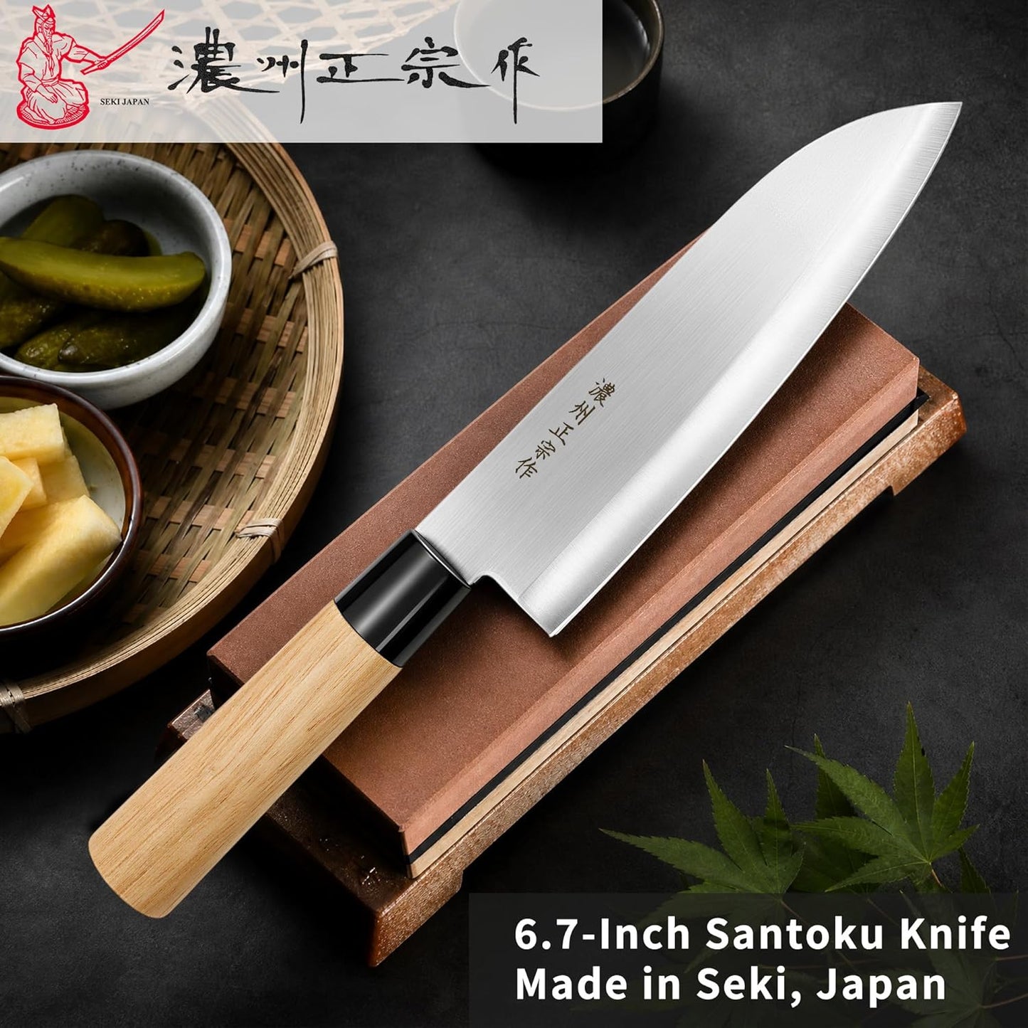 6.3 Inch Deba Knife, Made in Japan, Right-Handed Single Bevel Fish Butcher Knife, High Carbon Stainless Steel with Hammered Finish, Natural Wood Handle for Fish Filleting