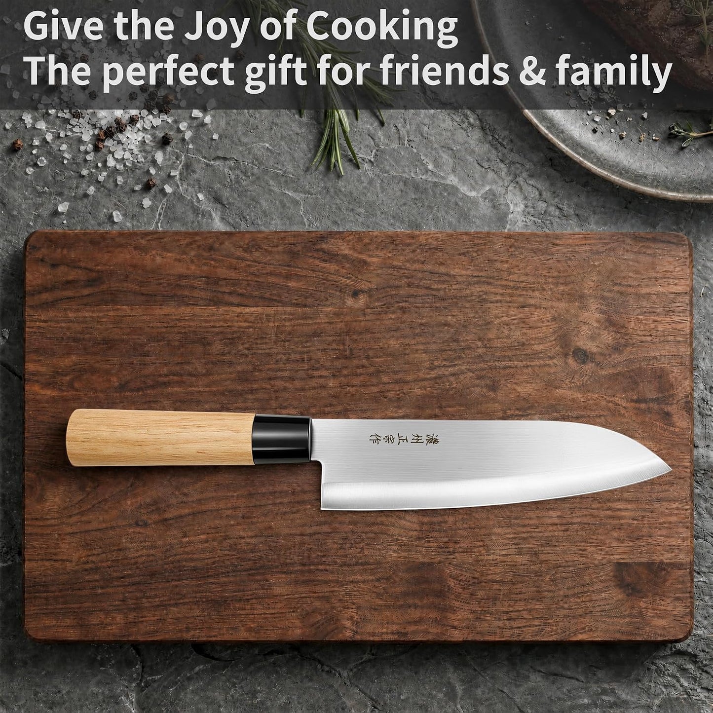 6.3 Inch Deba Knife, Made in Japan, Right-Handed Single Bevel Fish Butcher Knife, High Carbon Stainless Steel with Hammered Finish, Natural Wood Handle for Fish Filleting