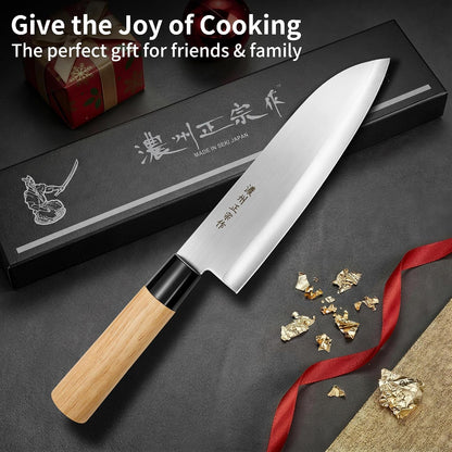 6.3 Inch Deba Knife, Made in Japan, Right-Handed Single Bevel Fish Butcher Knife, High Carbon Stainless Steel with Hammered Finish, Natural Wood Handle for Fish Filleting