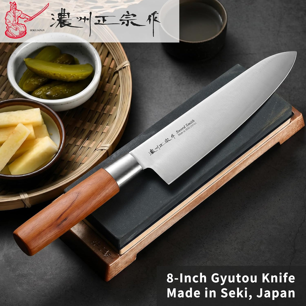 6.3 Inch Deba Knife, Made in Japan, Right-Handed Single Bevel Fish Butcher Knife, High Carbon Stainless Steel with Hammered Finish, Natural Wood Handle for Fish Filleting