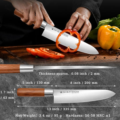 6.3 Inch Deba Knife, Made in Japan, Right-Handed Single Bevel Fish Butcher Knife, High Carbon Stainless Steel with Hammered Finish, Natural Wood Handle for Fish Filleting