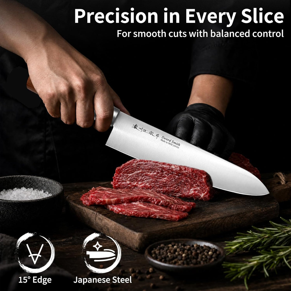 6.3 Inch Deba Knife, Made in Japan, Right-Handed Single Bevel Fish Butcher Knife, High Carbon Stainless Steel with Hammered Finish, Natural Wood Handle for Fish Filleting