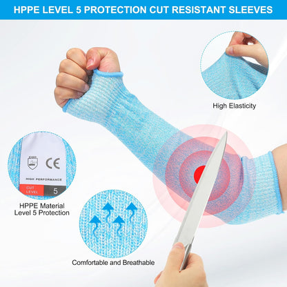 Cut Resistant Sleeve, Arm Safety Protectors Sleeves with Thumb Hole Level 5 Protection Forearm Guard Sleeves