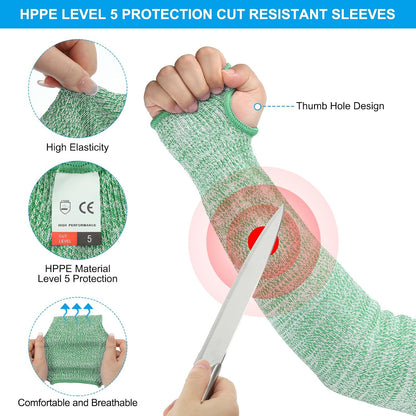 Cut Resistant Sleeve, Arm Safety Protectors Sleeves with Thumb Hole Level 5 Protection Forearm Guard Sleeves