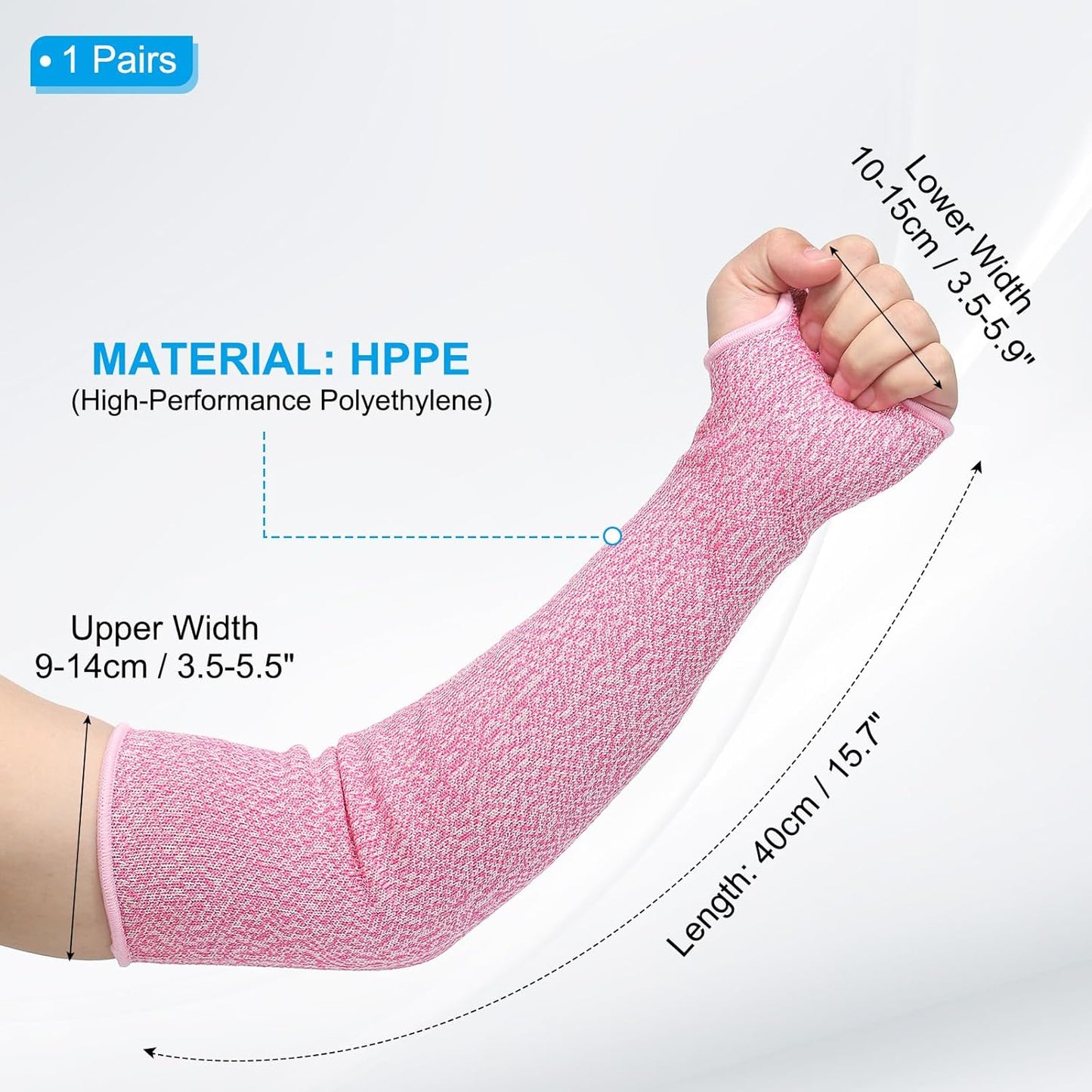 Cut Resistant Sleeve, Arm Safety Protectors Sleeves with Thumb Hole Level 5 Protection Forearm Guard Sleeves