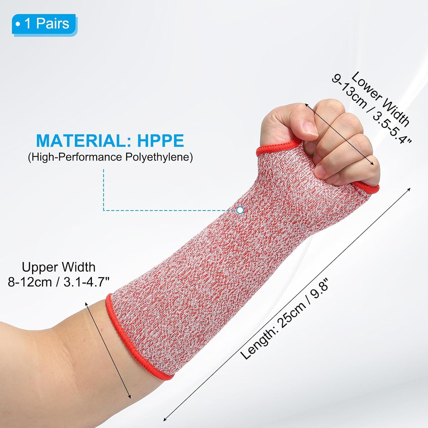 Cut Resistant Sleeve, Arm Safety Protectors Sleeves with Thumb Hole Level 5 Protection Forearm Guard Sleeves
