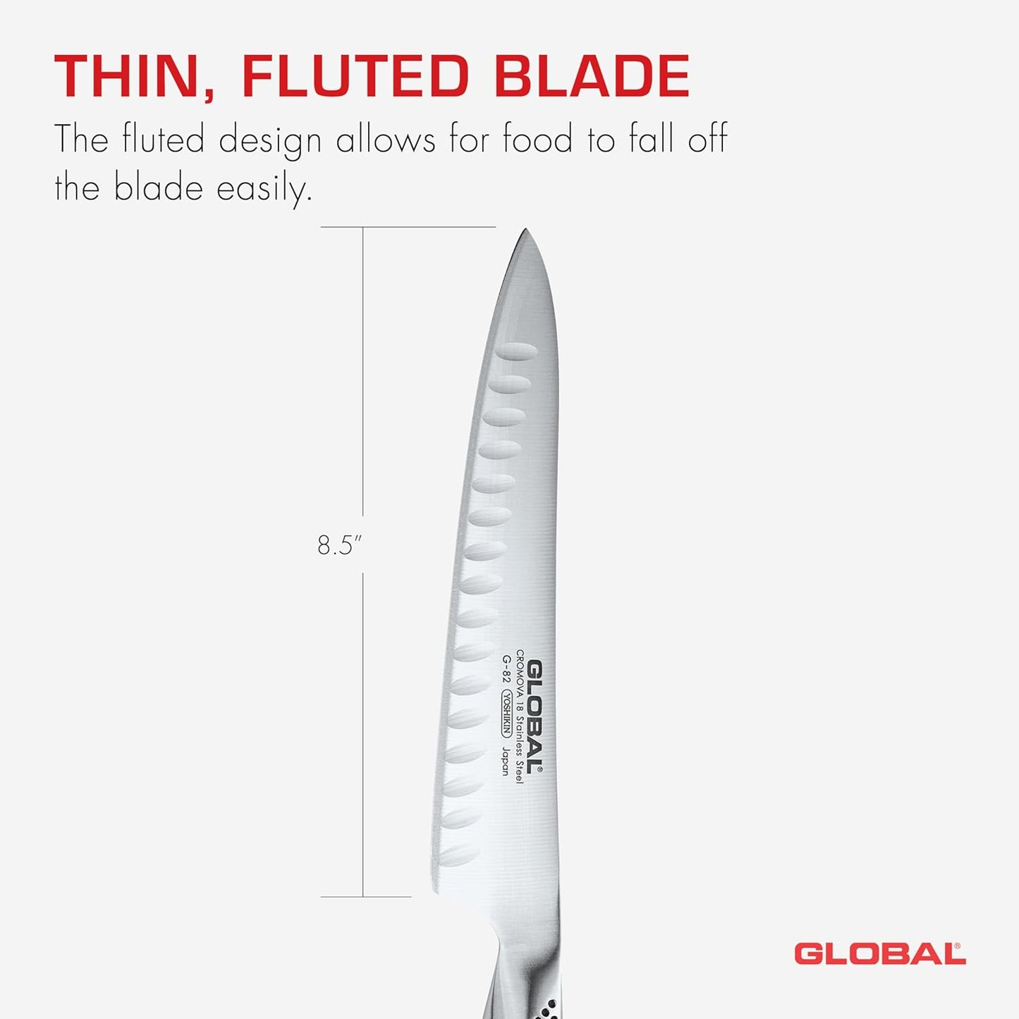 Global Stainless Steel Hollow Ground 8-Inch Carving Knife