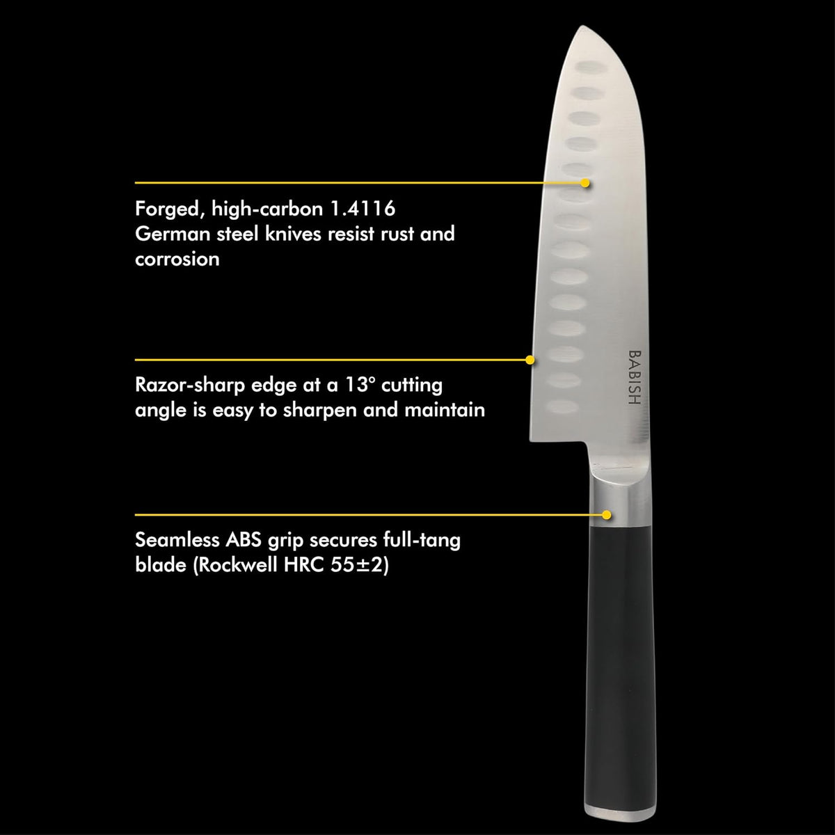 High-Carbon 1.4116 German Steel 15 Piece Full Tang Forged Cutlery Kitchen Knife Block Set - Black
