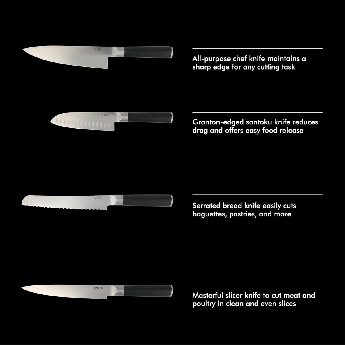 High-Carbon 1.4116 German Steel 15 Piece Full Tang Forged Cutlery Kitchen Knife Block Set - Black