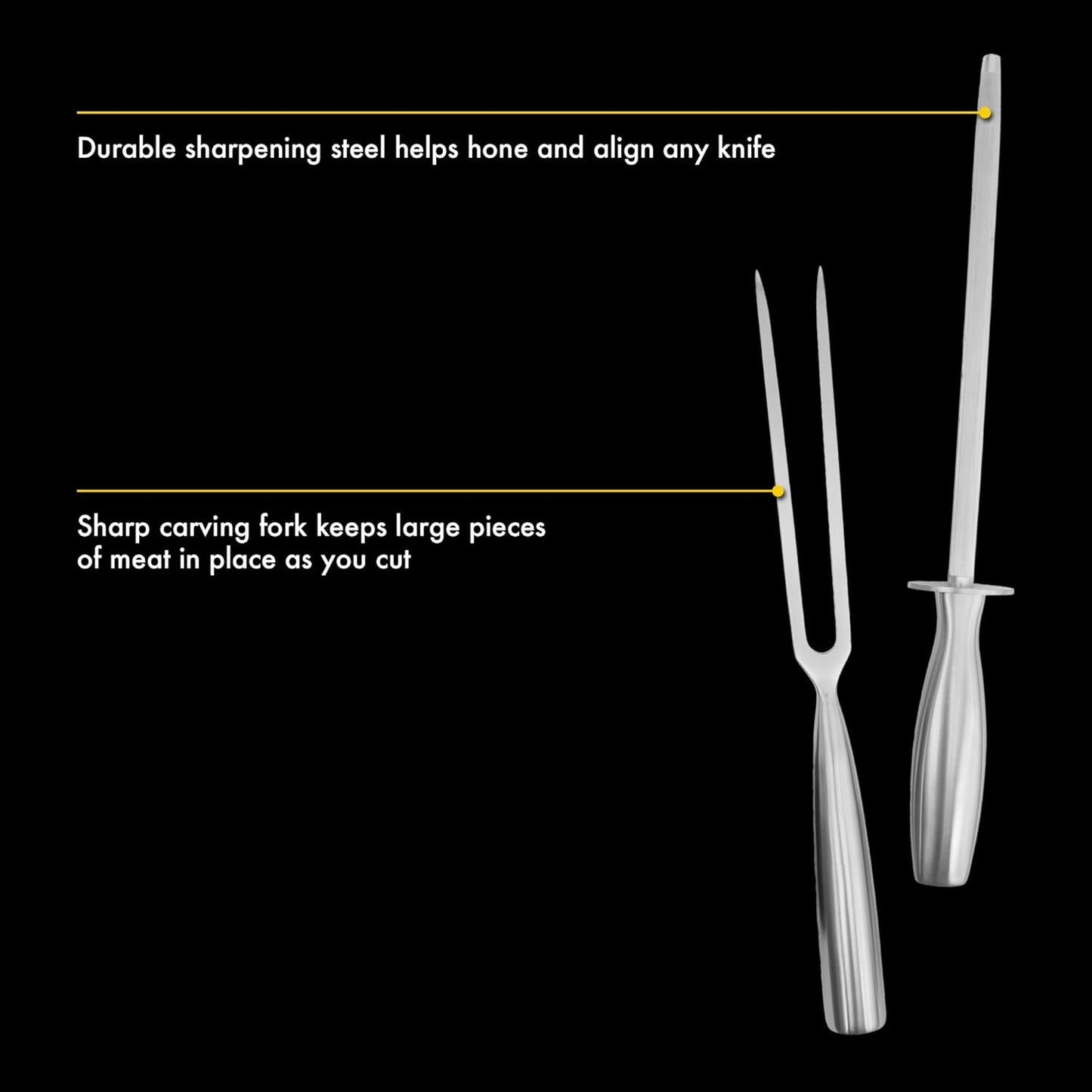 High-Carbon 1.4116 German Steel 15 Piece Full Tang Forged Cutlery Kitchen Knife Block Set - Black