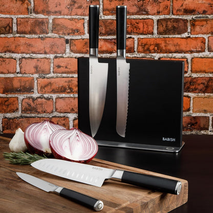 High-Carbon 1.4116 German Steel 15 Piece Full Tang Forged Cutlery Kitchen Knife Block Set - Black