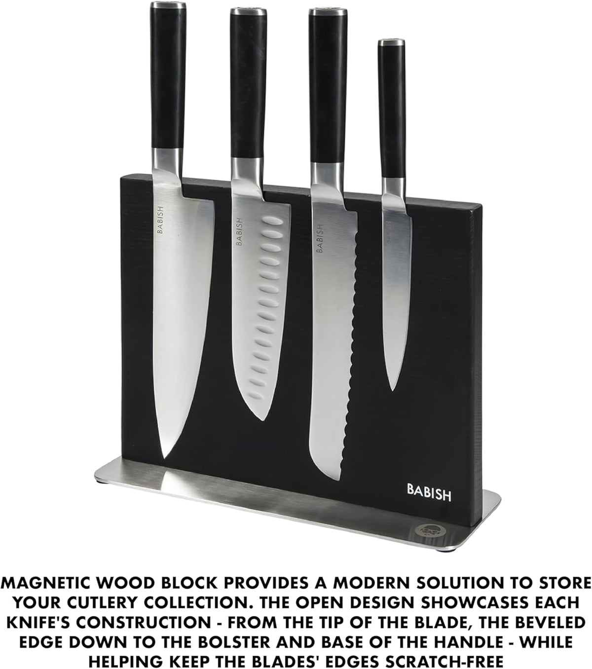 High-Carbon 1.4116 German Steel 15 Piece Full Tang Forged Cutlery Kitchen Knife Block Set - Black