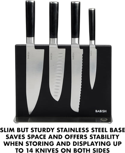 High-Carbon 1.4116 German Steel 15 Piece Full Tang Forged Cutlery Kitchen Knife Block Set - Black