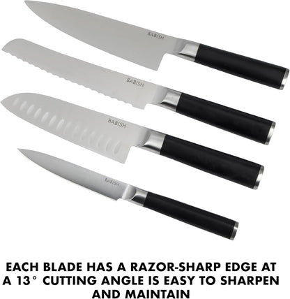 High-Carbon 1.4116 German Steel 15 Piece Full Tang Forged Cutlery Kitchen Knife Block Set - Black
